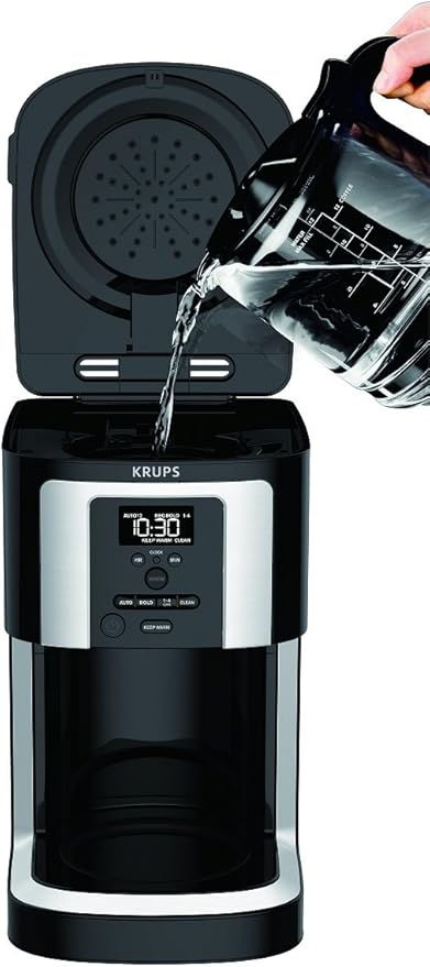 KRUPS EC322 14-Cup Programmable Coffee Maker Professional Permanent Gold-Tone Thermobrew Technology Black