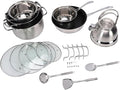 Pssopp Stainless Steel Cookware Set Induction Cooker Pot Kit for Kitchen Cooking Frying Boiling Simmering