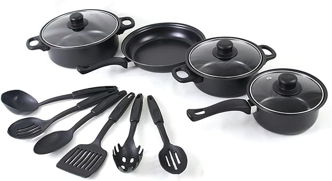 Non Stick Pots and Pans Set 13 Piece Cookware Set with Frying Pans Saucepan Lid Spoon and Spatula Kitchen Cooking for Home Daily Cooking