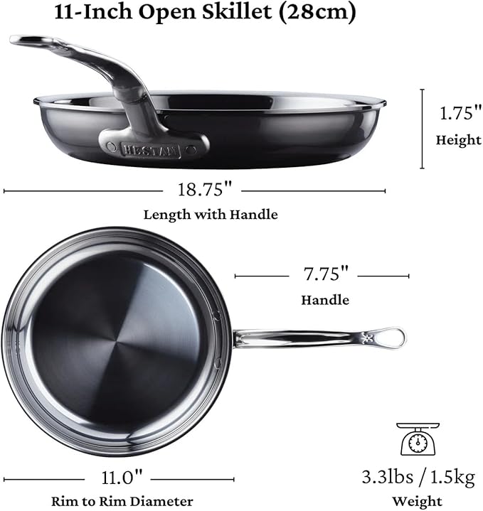 Hestan - NanoBond Collection - Titanium Stainless Steel 5-Piece Essential Cookware Set - Toxin PFAS &amp Chemical Free Clean Cookware Induction Cooktop Compatible