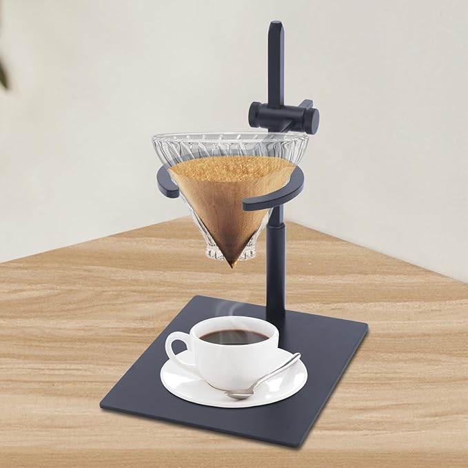 Pour over Stand Coffee Station Aluminum Height Stand Pour-Over Dripper Rack with Non-slip Silicone Pad For Coffee Connoisseurs
