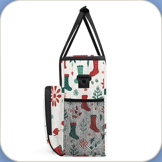Christmas Snowflake Coffee Maker Carrying Bag Xmas Stocking Travel Storage Bag Compatible with K-Mini or K-Mini Plus Single Serve Coffee Brewer Carrying Case with Multiple Pockets &amp Shoulder Str