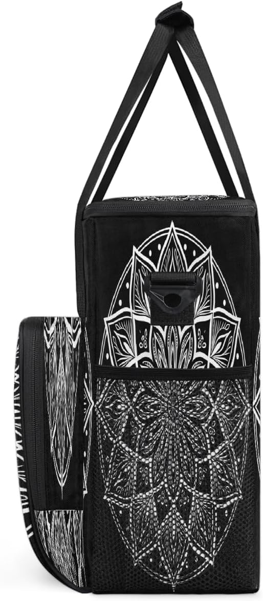 Bohemian Mandala 16 Coffee Maker Carring Bag Travel Carrying Storage Tote Bag Compatible with Keurig K-Mini or K-Mini Plus Portable Single Serve Coffee Brewer Case with Pockets for K-cup Pods