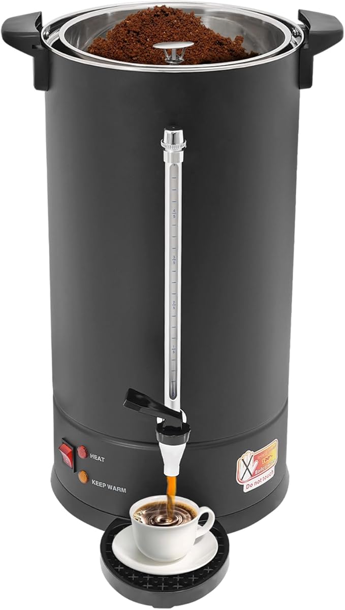 Commercial Electric Coffee Pot 25L Coffee Maker Large Stainless Steel Hot Beverage Dispenser with Auto Temp Control for Restaurants Offices Conference Rooms Cafes
