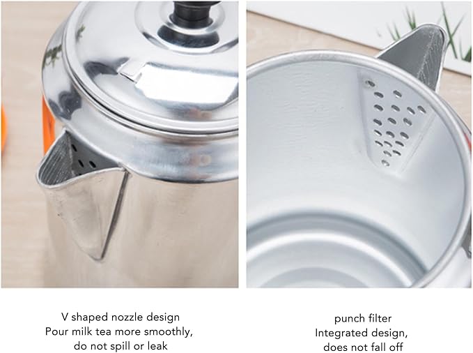 Aluminium Alloy Teapot Stove Top Coffee Percolator with Lid Non Drip Spout Compact Coffee Maker Pot 3L Milk Tea Pot for Home Outdoor