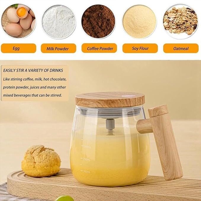 Electric High Speed Mixing Cup 13.5oz 7000 RPM Self Stirring Coffee Mug Heat-Protection Glass Coffee Blender with Lid 45 dB for Office/Travel/Home (Multicolor x 2)