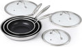 Garvee 6-Piece Tri-Ply Steel Nonstick Fry Pan Set 8/10/12 Inch Induction Ready Frying Pans with Tempered Glass Lids &amp Stay-Cool Handles Dishwasher Safe &amp Oven Safe Compatible with All Cookt