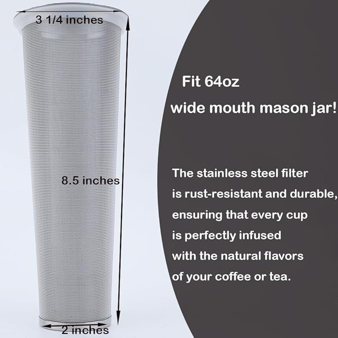 64 oz (2 Quart) Black Cold Brew Coffee Maker Iced Tea Machines Thick Glass with Pour Spout Handle Lid Stainless Steel Filter for Iced Coffee Fruit Drinks or Sun Tea (1)