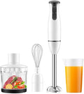 450W Immersion Hand Blender 4-in-1 Stainless Steel Stick Blender 2 Speed Includes Mixing Beaker/Whisk Attachment/Milk Frother BPA-Free