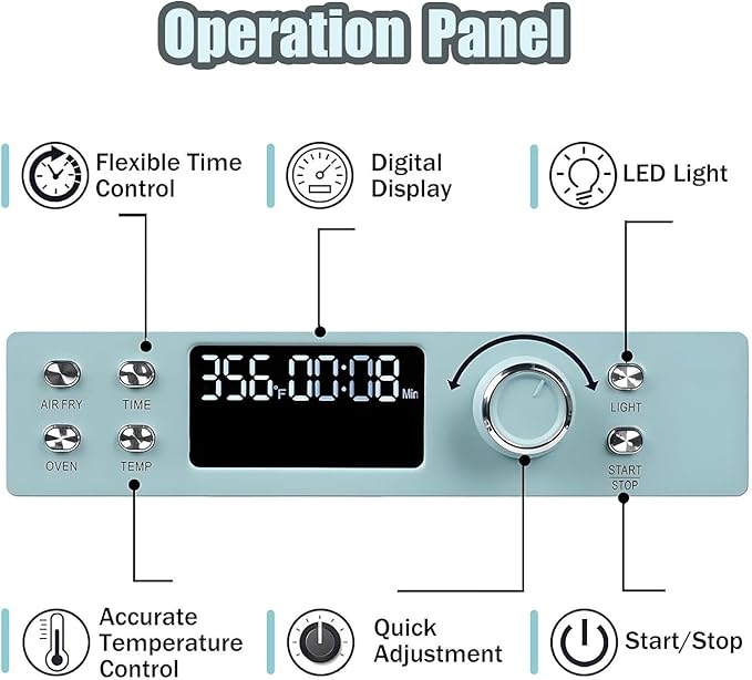 Digital Sublimation Oven Machine 1400W with Digital Display Light Blue Convection OvenIntuitive Operation for Sublimating Water Bottles Cups Mugs 30L