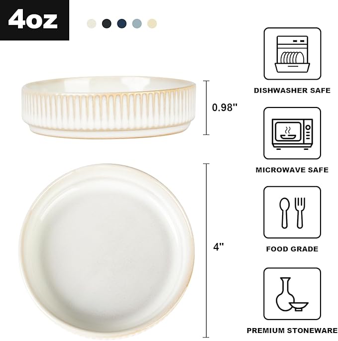 Famiware Dinnerware Set for 4 (12 Piece) and Coffee Mug Set for 6 (12 oz) - Cappuccino White