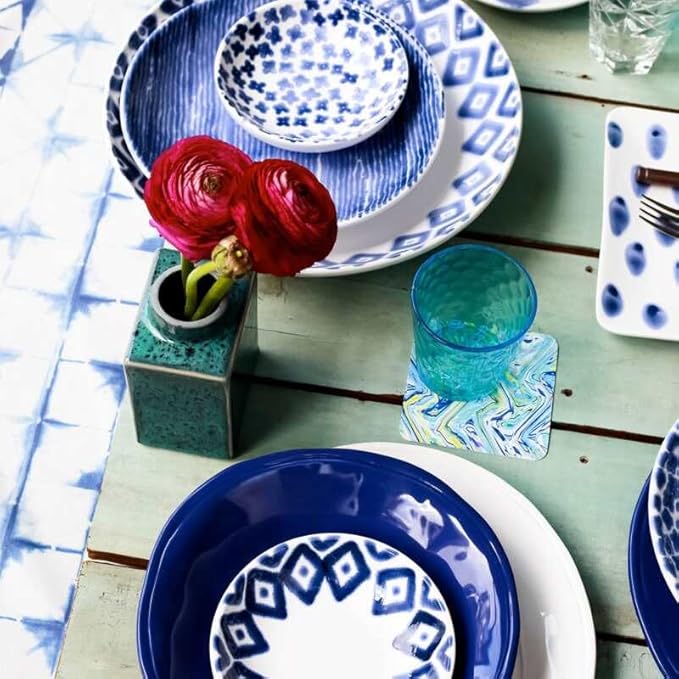 Vietri Viva Santorini Collection Italian Dinnerware Sets (Diamond Medium Serving Bowl)