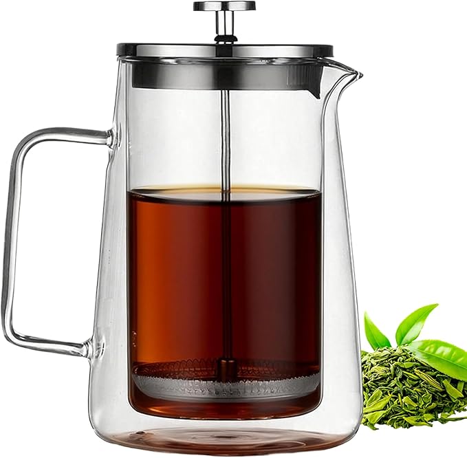 Coffee Press Glass Double-Wall Stainless Steel Insulated Portable Coffee Maker for Camping Travel Tea Café Home &amp Office