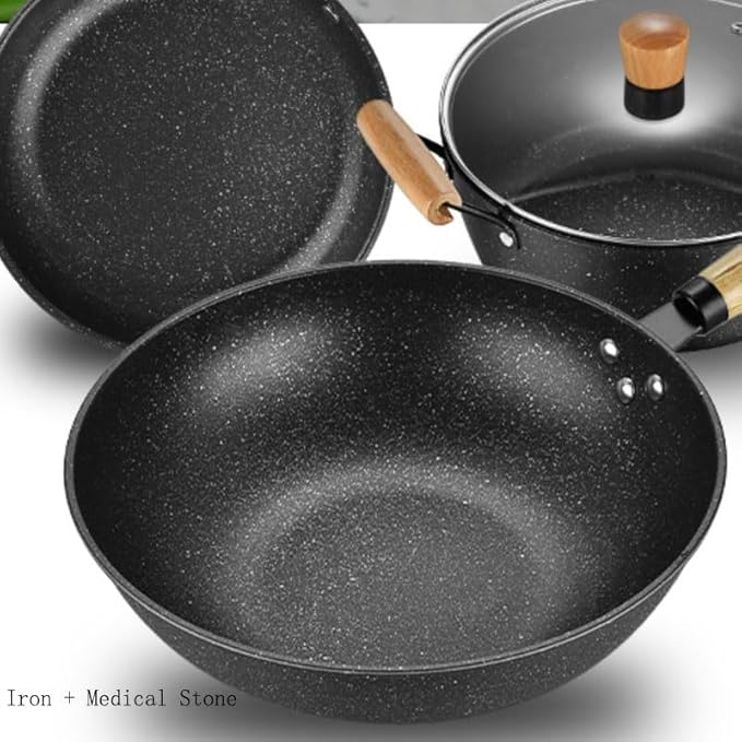 Thickened Medical Stone Three Piece Non Stick Cookware Set