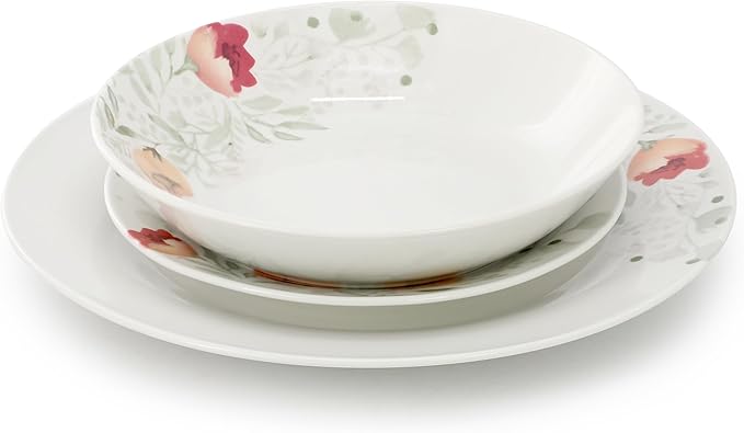 Elama Poppy 18 Piece Porcelain Dinnerware Set Service for 6