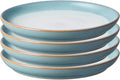 Denby - Azure Haze Blue Coupe Small Plates Set of 4 - Stoneware Ceramic Plates for Everyday Use - Dishwasher Oven Microwave and Freezer Safe - Blue White Reactive Gradient Glaze - Chip Resistant