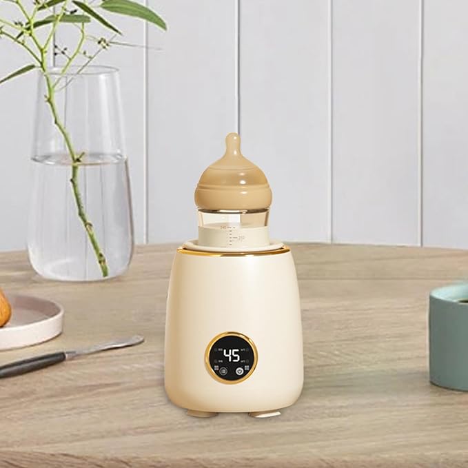 Electric Milk Bottle Shaker with LED Display Portable Adjustable Milk Blender for Night Shopping Camping Daily Use White(Cream Yellow)