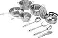 Yosoo Stainless Steel Thickened Stainless Steel Cookware Set Even Heating Pots and Pans Suitable for Your Kitchen