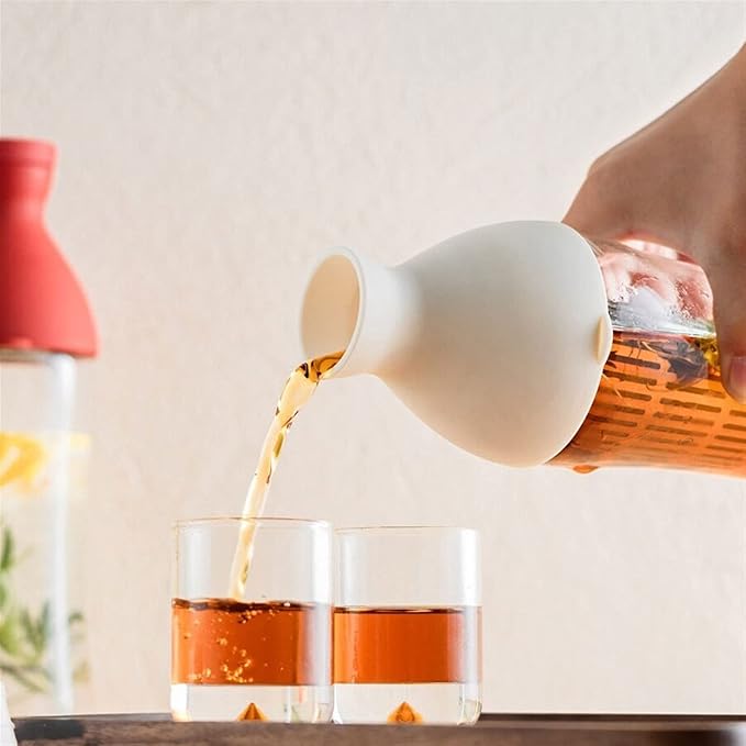 Coffee Carafe Cold Brew Pot 750ml Filter in Cold Brew Coffee Glass Coffee Maker Cold Extraction Mixing Ground Coffee with Cool Water Convenient(Red)