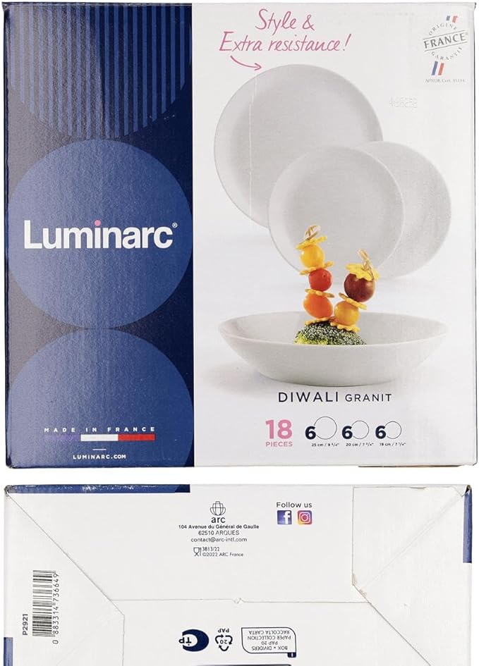 Luminarc Diwali Turquoise Opal Dinnerware Set 18 Pieces – 6 People Opal Suitable Microwave Safe Fridge Stackable