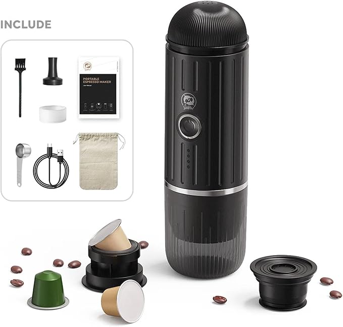 WL Portable Espresso Coffee Machine 19 Bar Automatic Heating Capsule &amp Ground Travel Coffee Maker Compatible With Camping Office