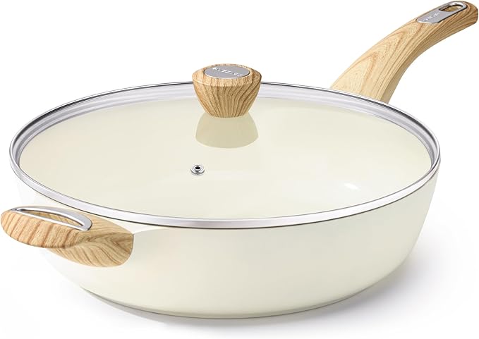 SENSARTE 13-Piece Nonstick Ceramic Cookware Set12 Inch Large Deep Frying Pan with Lid