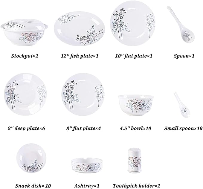 Dinner Set for Luxury Restaurant and Home Creativity Ceramics Dinner Sets 46 Pieces Plain and Elegant Pattern Dinnerware Set | Porcelain Steak Plate Cereal Bowl
