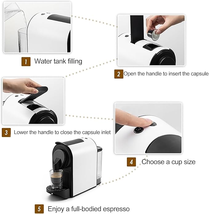 Coffee Machine Espresso Machine 800ml Removable Water Tank ODE Italian Pump 20 Bar Domestic Fully Automatic Compact Grinder and Capsule Maker