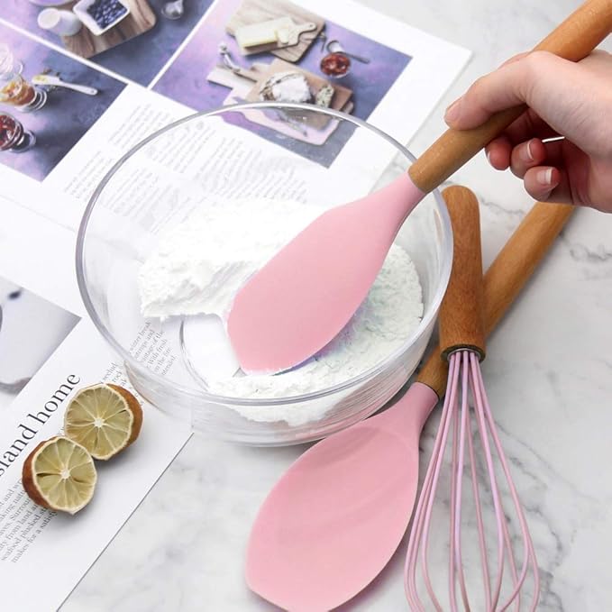 12 PCS Silicone Kitchenware Non-stick Cookware Cooking Tool Spatula Ladle Egg Beaters Shovel Spoon Soup Kitchen Utensils Set(E)