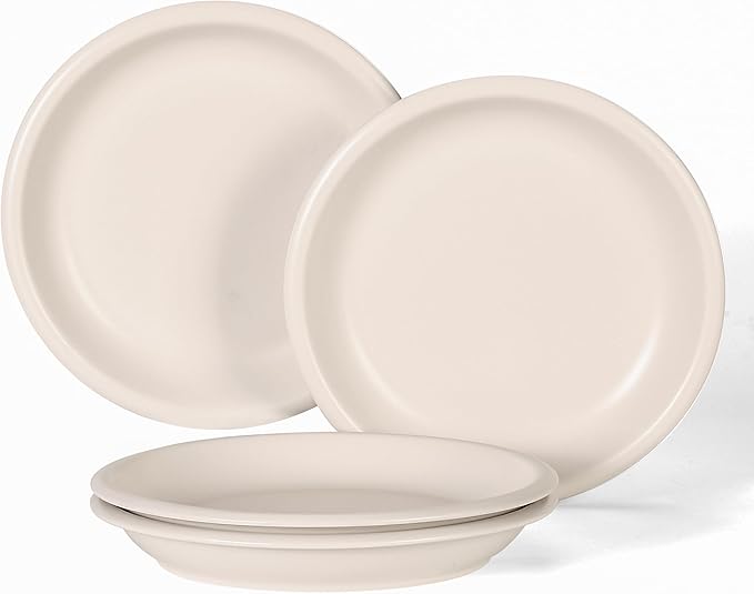 GZG 10.25-Inch Ceramic Dinner Plates Set of 4 Rustic Matte Glaze Terracotta Stoneware Plates for Main Course &amp Everyday Meals Microwave &amp Dishwasher Safe(Cream Mist)