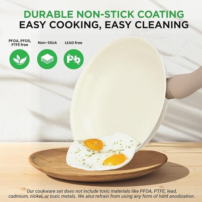 54-Piece Professional Marble Non-Stick Cookware &amp Bakeware Set - Versatile Collection with Multi-Sized Pots Pans &amp Heat-Resistant Kitchen Tools for Home Cooking