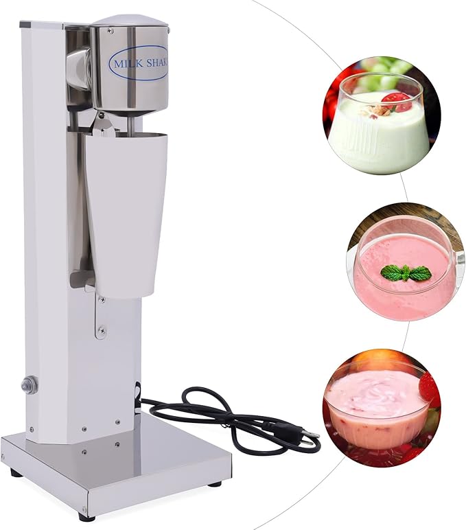 800ML Milkshake Machine Electric Milk Shakers 180W Commercial Milkshake Machine 16000rpm Milkshake Maker Machine Single Head Drink Mixer Stainless Steel Milk Shaker Maker Mixer Smoothie Milk