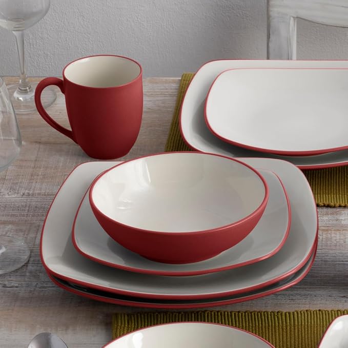 Noritake Colorwave Raspberry 16-Piece Square Dinnerware Set Service For 4