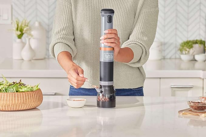 Kit Hand Blender 7.2V Grey with 6 Accessories (Mixer Rods Corks Opener Cans Pepper Shaker Skimmer)