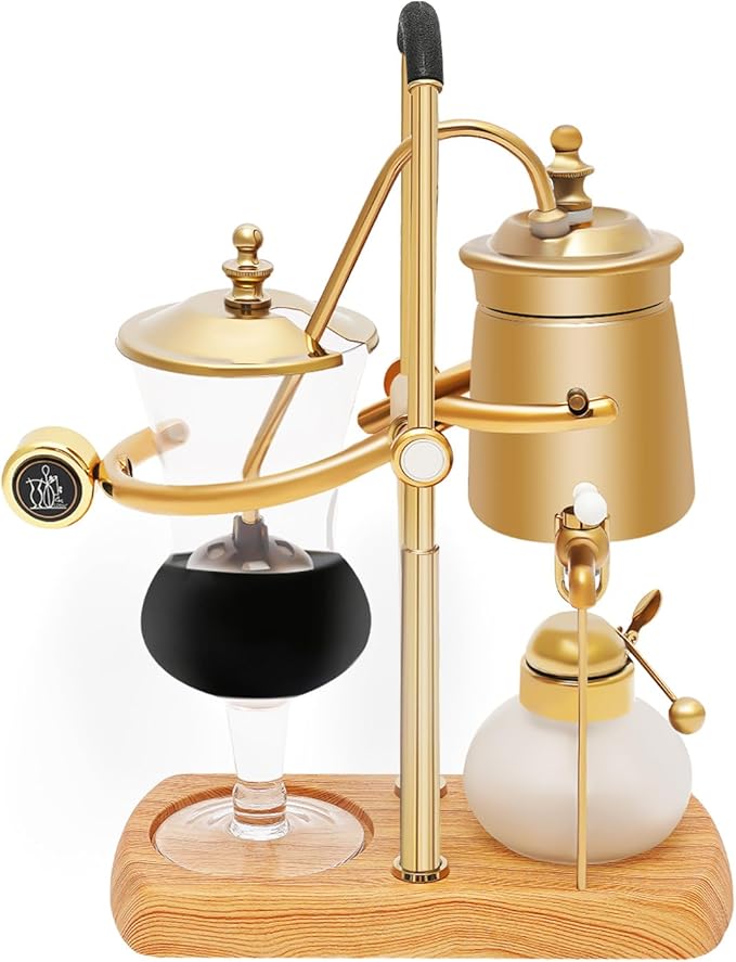 Balance Siphon Coffee Maker 13.53OZ Gravity Manual Free-Standing Caffeic Machine Vintage Vacuum Brewing Makers Double Ridged Fulcrum Balance Syphon with Handle for Offices Kitchens Cafes