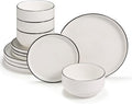 Ceramic Dinnerware Set 12-Piece Service for 4 Round Microwave and Dishwasher Safe Cambridge Classics (French)
