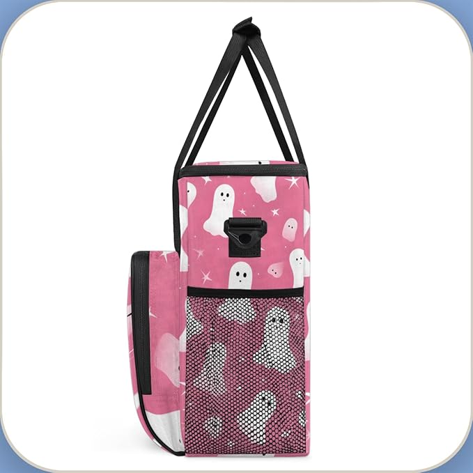 Halloween Ghosts Coffee Maker Carrying Bag Mystical Ghosts Travel Storage Bag Compatible with K-Mini or K-Mini Plus Single Serve Coffee Brewer Carrying Case with Multiple Pockets &amp Shoulder Stra