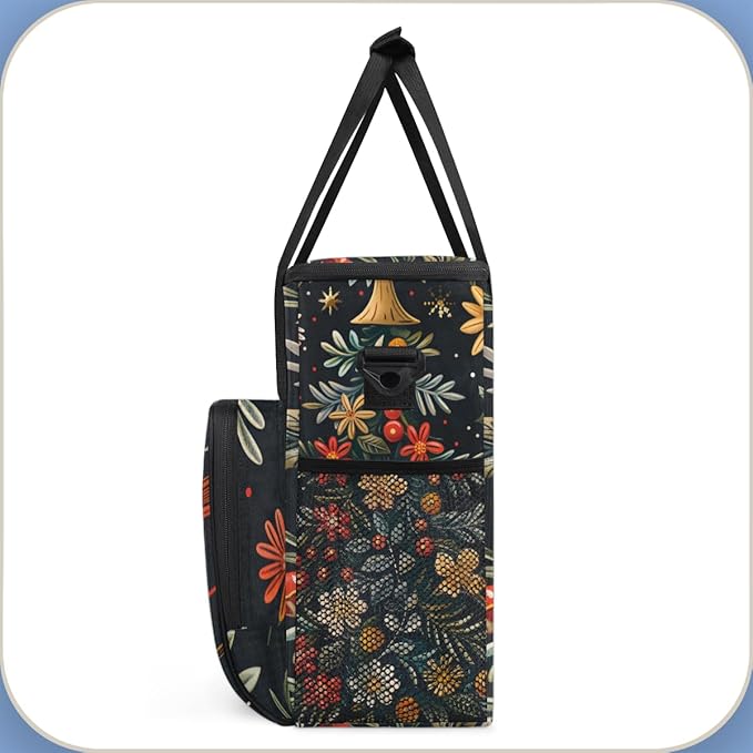 Glitter Xmas Tree Coffee Maker Carrying Bag Portable Travel Storage Tote Bag Compatible with K-Mini or K-Mini Plus Single Serve Coffee Brewer Carrying Case with Multiple Pockets &amp Shoulder Strap