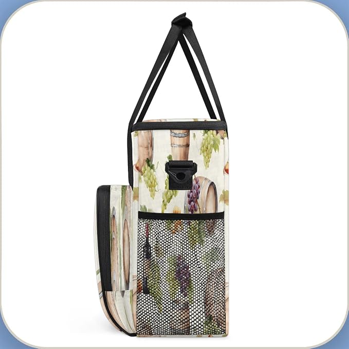 Red Wine Grapes Coffee Maker Carrying Bag Compatible with K-Mini or K-Mini Plus Portable Single Cup Coffee Maker Case with Pockets for K Cup Pods