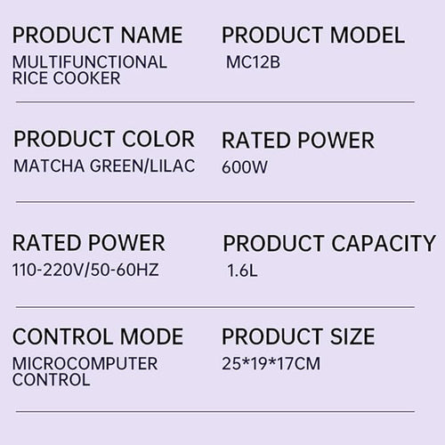 1.6L Electric Pot for Rice And Noodles Cooking for Small Groups Violet