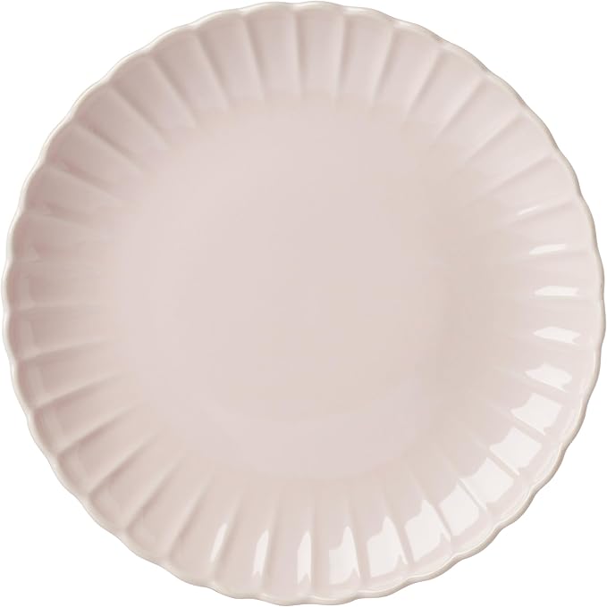 Lenox Dinnerware Set French Perle Scallop Blush 12-Piece Set Service For 4 Stoneware Dishwasher Safe Microwave Safe Plates and Bowls sets Dish Set Plate Set Home And Kitchen (Pink 12 Piece)