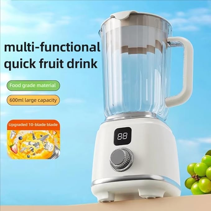 Aboiled Multifunctional Juicer Blender with 10 Blades - 3000mAh Portable Ice Crusher for Smoothies Juices and More - White(White)