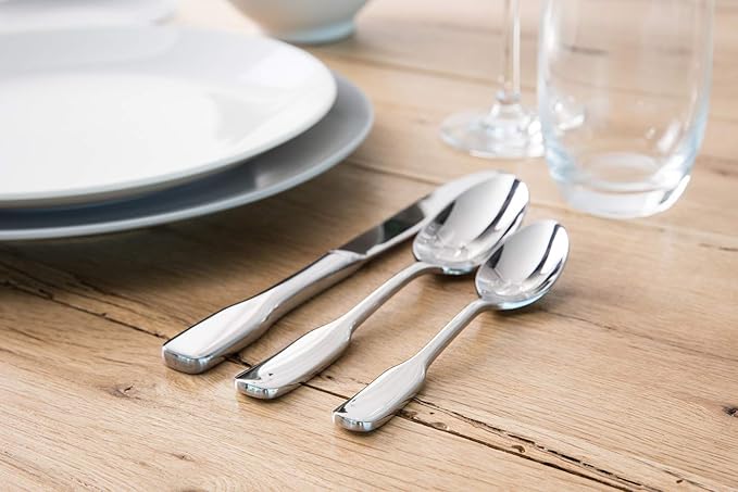 Fortessa Ashton Flatware 18/10 Stainless Steel 5 Piece Flatware Set (Service for 1) Silver