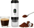 Cordless 20 Bar Auto-Heat Coffee Maker 3-in-1 Espresso Machines &amp Coffee Machine for Powder/Capsules Rechargeable Portable for Camping Travel RV Office (white)