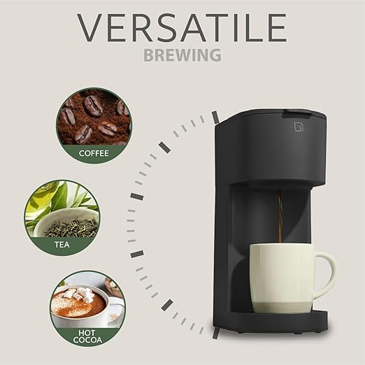 WILLOW K-Cup Coffee Maker Single Serve Coffee Maker with 6 to 12oz Brew Size &amp Strong Brew Option Single Cup Coffee maker made with 99% PCR Recycled Plastics Coffee Machine - BLACK