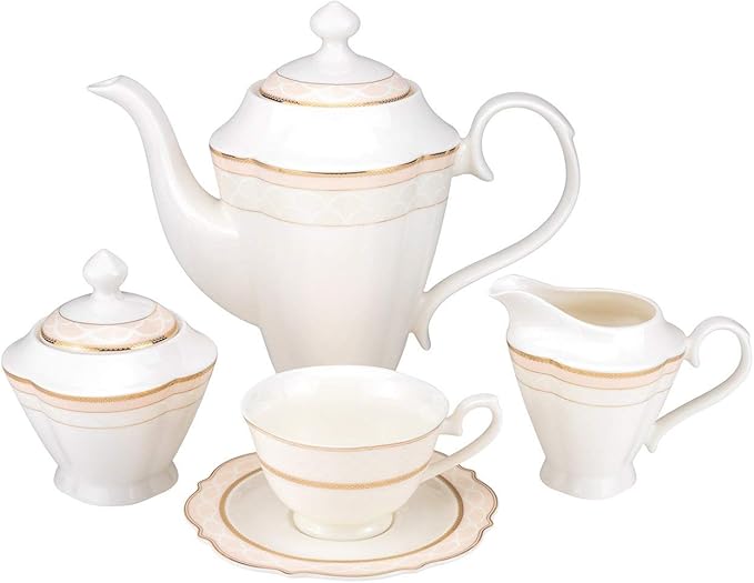 Euro Porcelain 57-pc Banquet Dinnerware Set Luxury Bone China Tableware Service for 8 (6664G) 6664-20