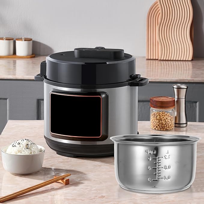 1Pc 3L Rice Cooker Cup Stainless Steel Inner Bowl Non-Stick Inner Pot Upgrade Even Heating for Perfect Rice Pots for Multi-Cookers Easy to Clean and Dishwasher Safe
