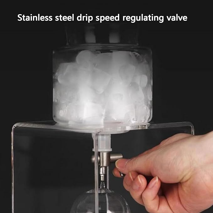 Cold Brew Drip Tower Ice Drip Coffee Maker with Adjustable Flow Stainless Steel Filter and Acrylic Base V-shaped Pot Mouth Perfect for Home Brewing
