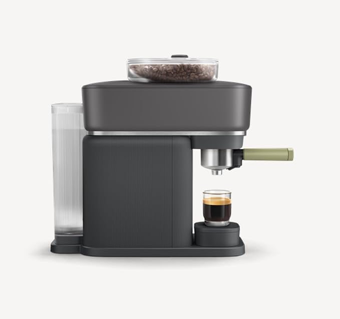 Philips Baristina Espresso Machine Grind Tamp &amp Brew Coffee Beans in One Swipe Compact 16 Bar Pump Pressure Automatic Grinder Black with Natural Green Portafilter (BAR321/64)