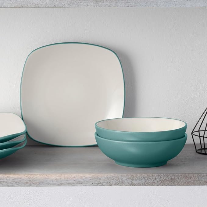 Noritake Colorwave Turquoise 16-Piece Square Dinnerware Set Service For 4